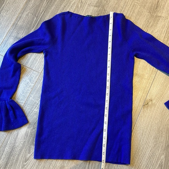Lauren Ralph Cobalt Blue Ribbed Sweater with flared cuffs - Picture 3 of 7